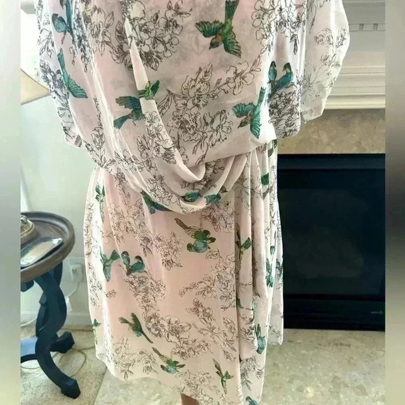 Traffic People Floral Bird Print Pale Pink Dress - Picture 3 of 11